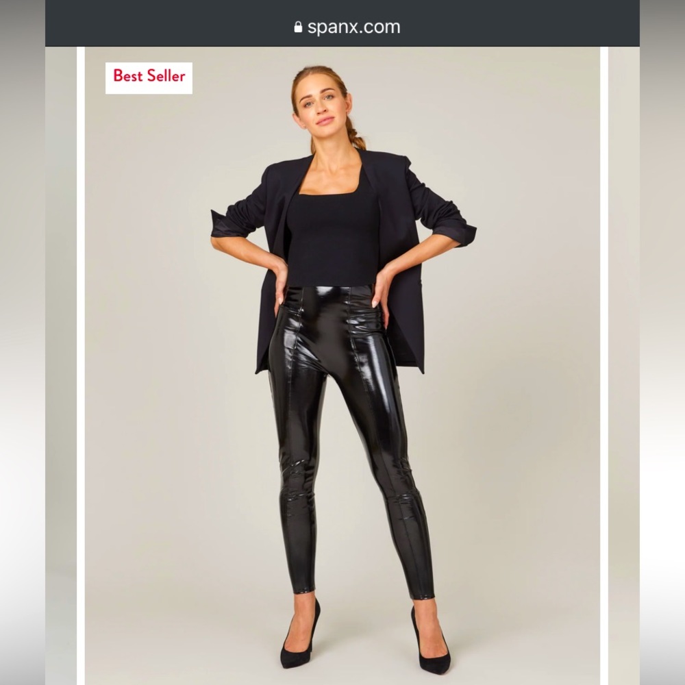 Spanx Faux Patent Leggings - L - Black